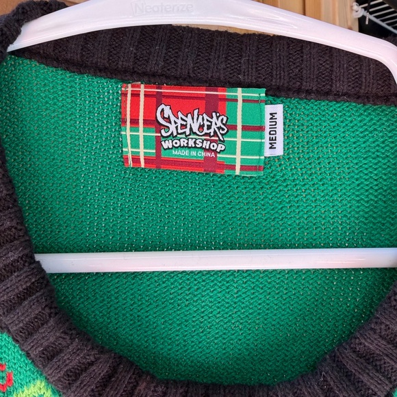 Spencer's Green and Black Holiday Sweater with lights. Never been worn - Picture 3 of 11